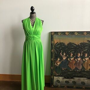 Elegant Green Halter Dress